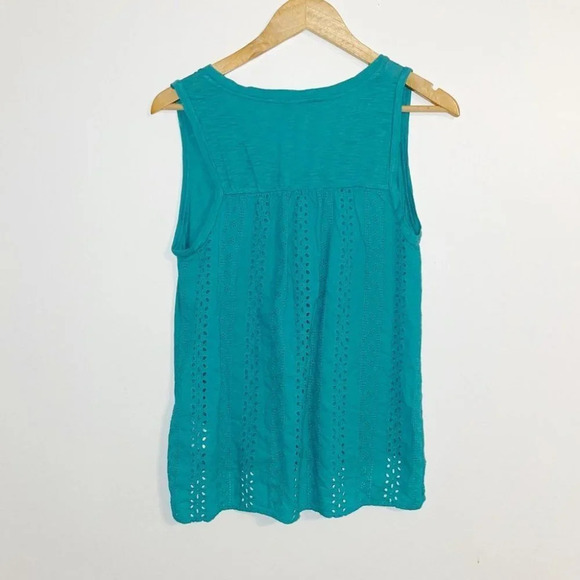 NWT Eri + Ali Lucie Eyelet Tank Anthropologie Size S V Neck Sleeveless Blue - Picture 4 of 14